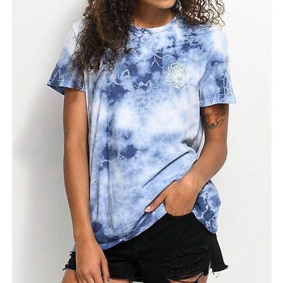 Obey Tops - Obey Mira Rose Tie Dye Blue T-Shirt